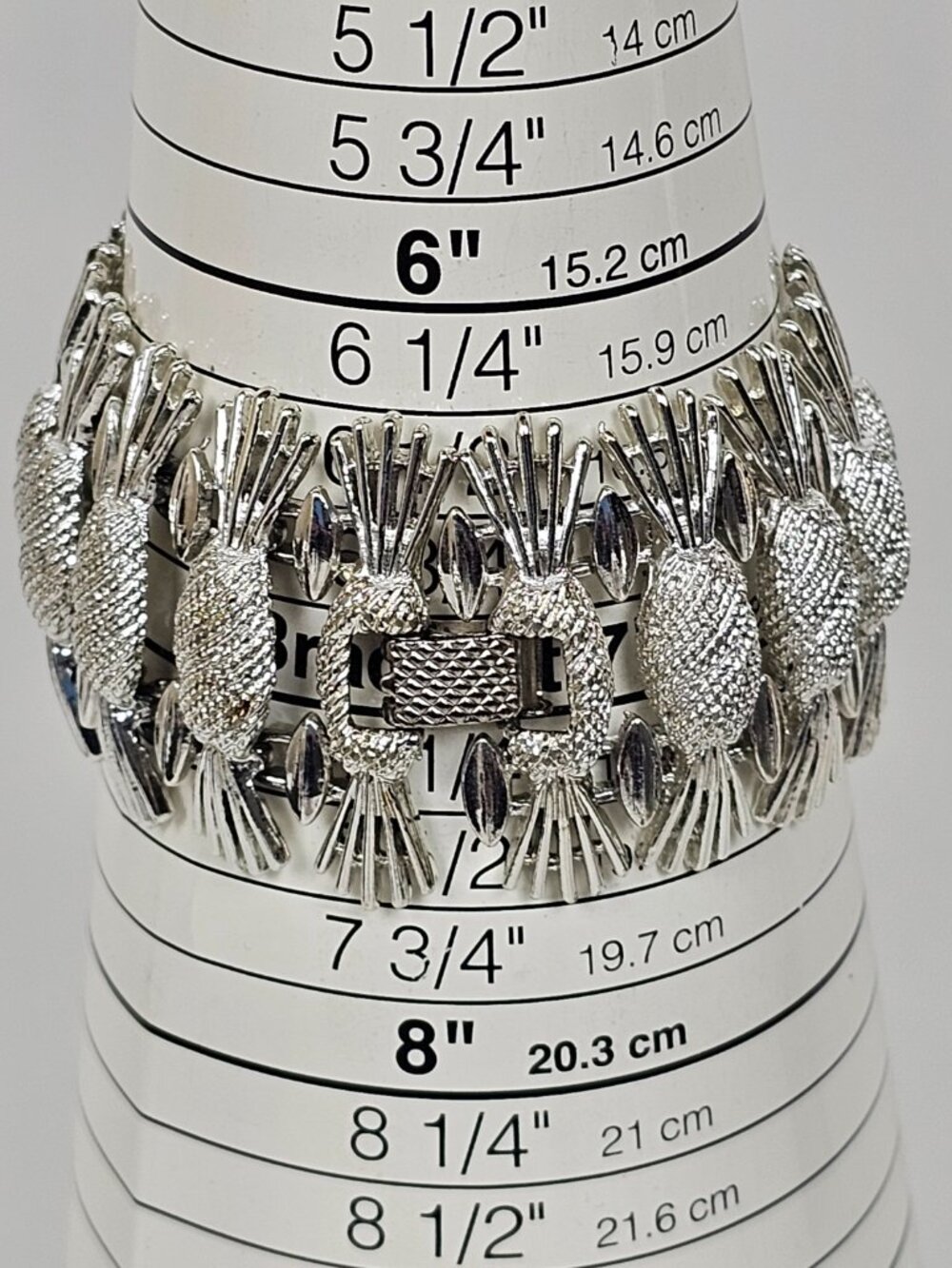 Vtg Sarah Coventry Silver Tone Bracelet Simply Elegant Pineapple Chunky Link 60s - Picture 10 of 13